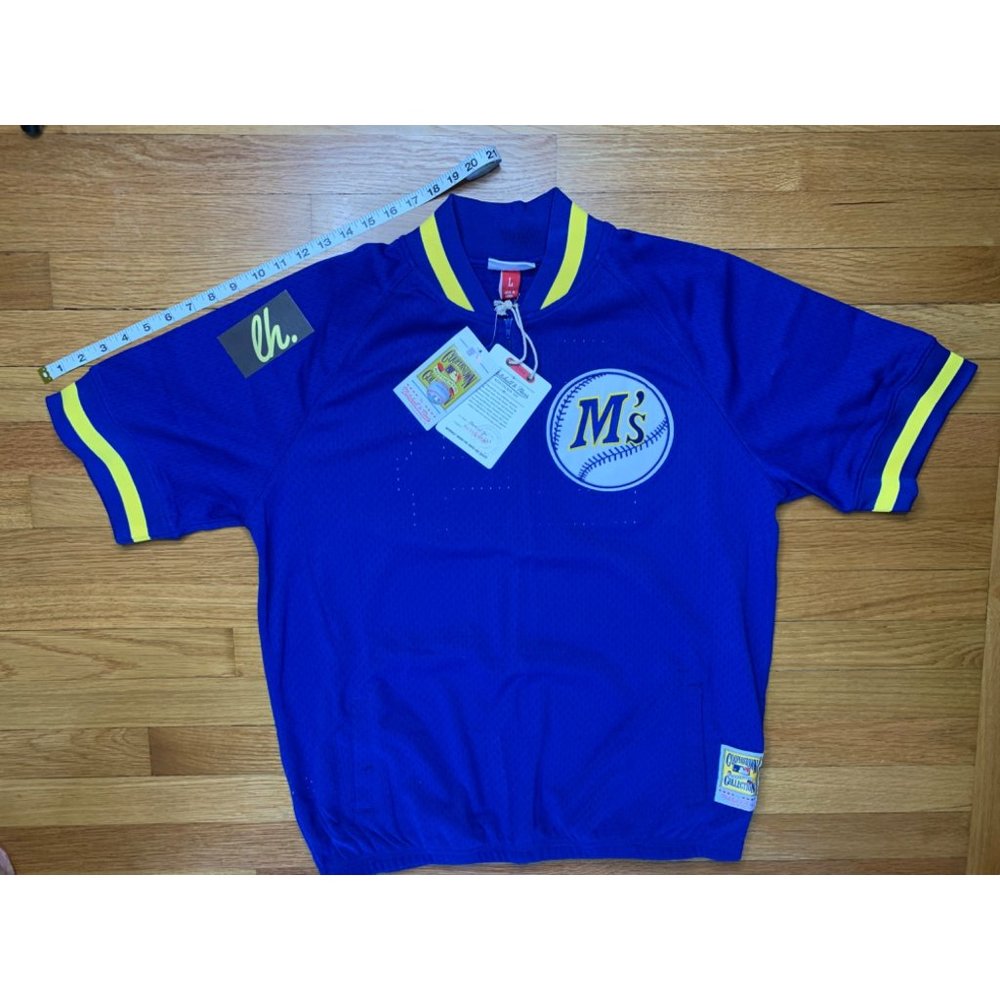Men’s Large Mitchell & Ness Ken Griffey Jr Seattle Mariners Pullover Warm Up Jer